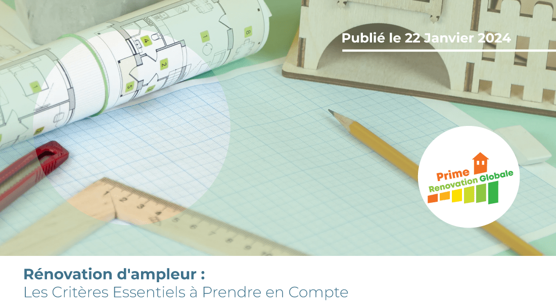 Image représentant des plans d'architecte et du matériel pour réaliser des plans concernant des travaux de rénovation d'ampleur de l'habitat